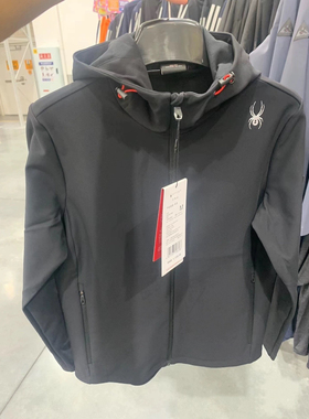 spyder蜘蛛硬壳冲锋衣男士户外夹克外套防风连帽防水软壳登山抓绒