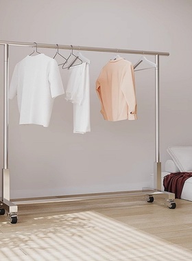 服装店展示架陈列架网红落地式不锈钢衣架侧挂女装店专用挂衣杆