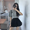 Lala Simplicity Easy leisure time student Short sleeved Paige Bouffancy Short skirt skirt