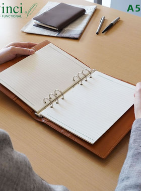 Davinci达芬奇日本6孔活页内芯A5尺寸空白横线方格内页本芯巴川纸