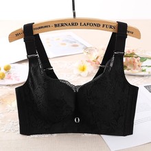 蕾丝薄款舒适软钢圈文胸罩聚拢调整型收副乳女士上托内衣 黑色80C