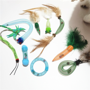 【9.9包邮】弹跳猫玩具尼龙弹簧伸缩网管跳动逗猫玩具自嗨飞天