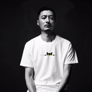 简约圆领半袖 潮牌夏季 纯棉宽松大码 T恤男士 打底体恤 日系白色短袖