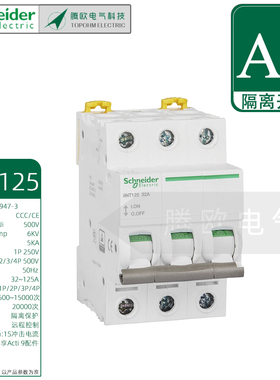 1P2P3P4P施耐德iINT125微型隔离开关断路器32A40A63A80A100A125A