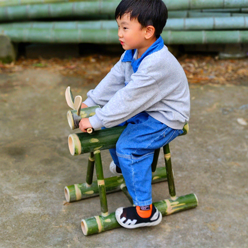 幼儿园儿童户外游戏器材竹筒摇马玩具单人竹马木马玩教具竹制摇马