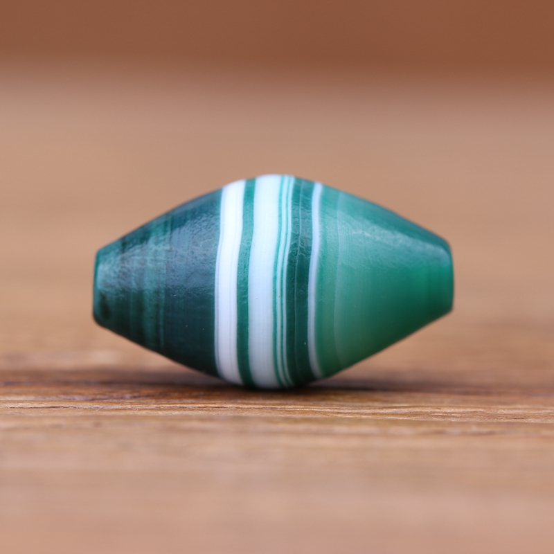 天然橄榄型散珠勒子缠丝玛瑙