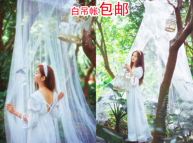 婚纱摄影道具2018新款韩式外景拍照道具主题道具白色纱幔吊帐道具