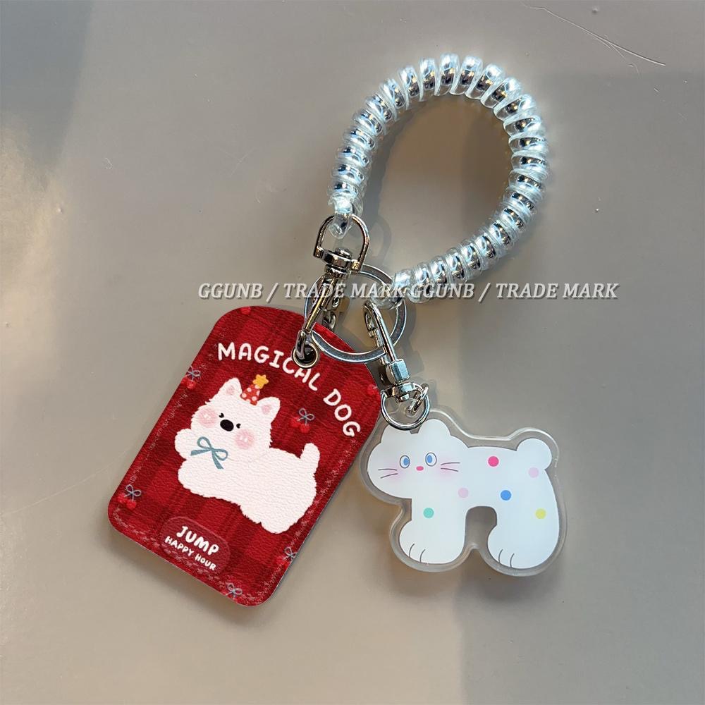 红格趴地小狗小区门禁卡保护套