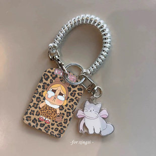 美拉德豹纹哭娃水滴门禁小卡nfc感应卡保护套可爱卡通挂件防丢绳