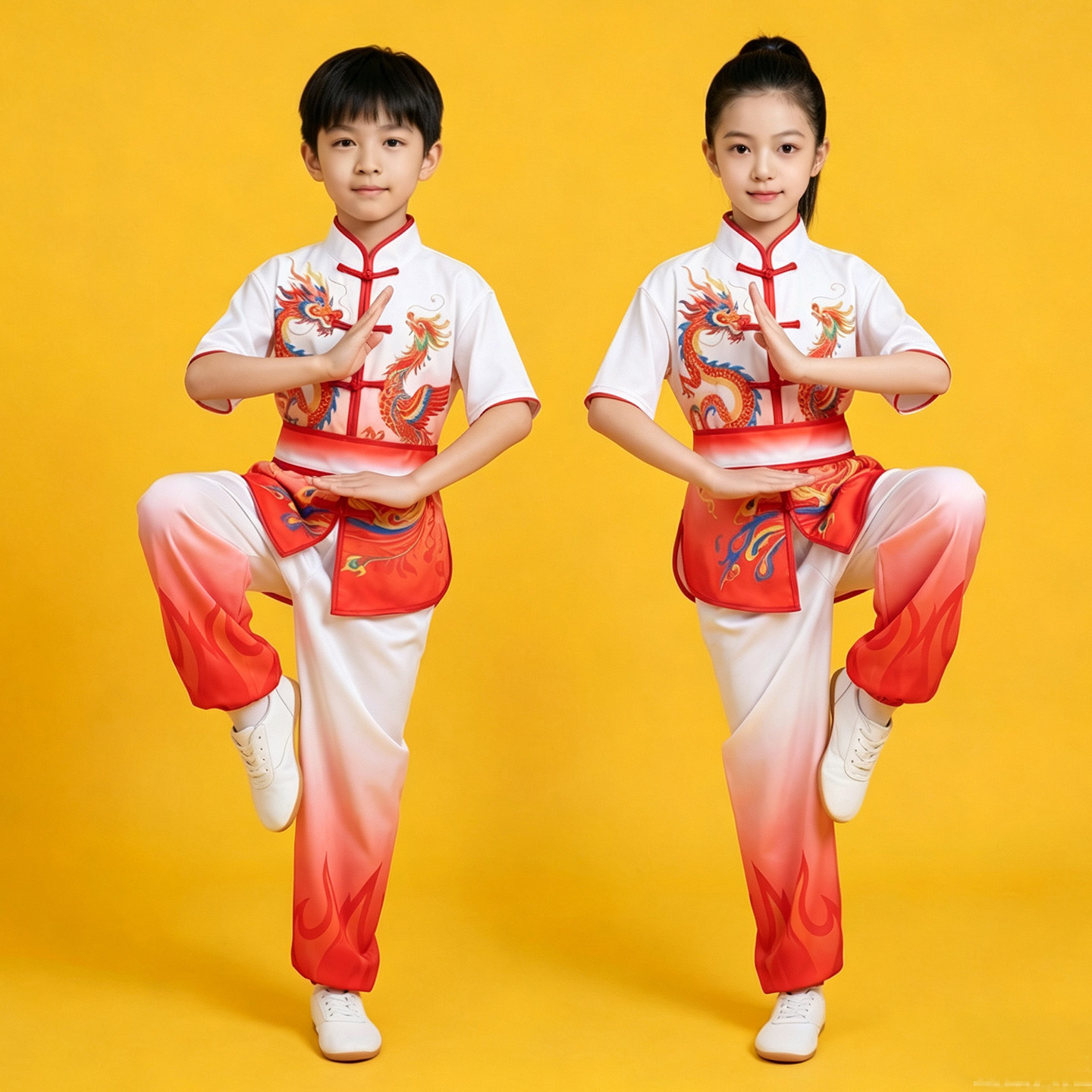 武术服装儿童演出服中国风太极服练功比赛训练服舞龙打鼓服表演服