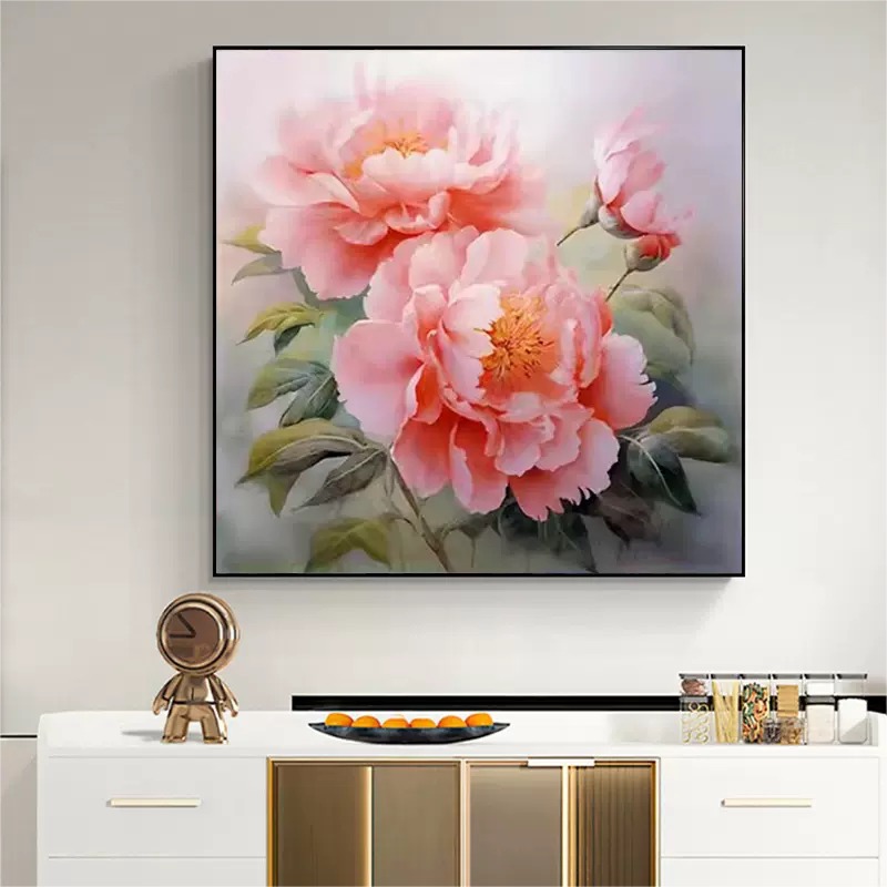 2024年新款钻石画满钻牡丹客厅卧室贴钻十字绣餐厅中式钻石绣手工