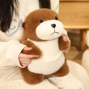 可爱水獭玩偶毛绒玩具河狸公仔儿童陪睡抱枕安抚娃娃送女友礼物