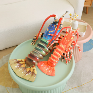 仿真澳洲龙虾公仔澳龙毛绒玩具大虾玩偶布娃娃水产店饭店活动道具