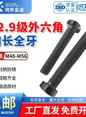 M48M52M56M60M64 12.9级高强度外六角螺丝加长全牙螺栓合金钢螺杆