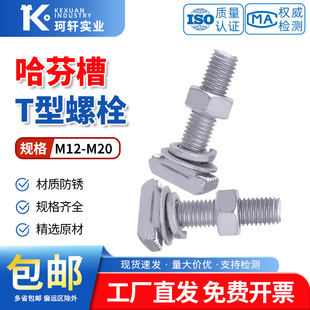 哈芬槽螺栓3823/5025/5234槽道带齿螺钉玻璃幕墙用菱形头T型螺丝