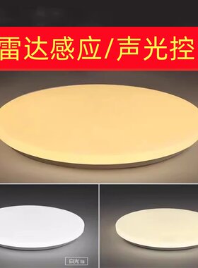 雷达感应声光控吸顶灯暖光中性光