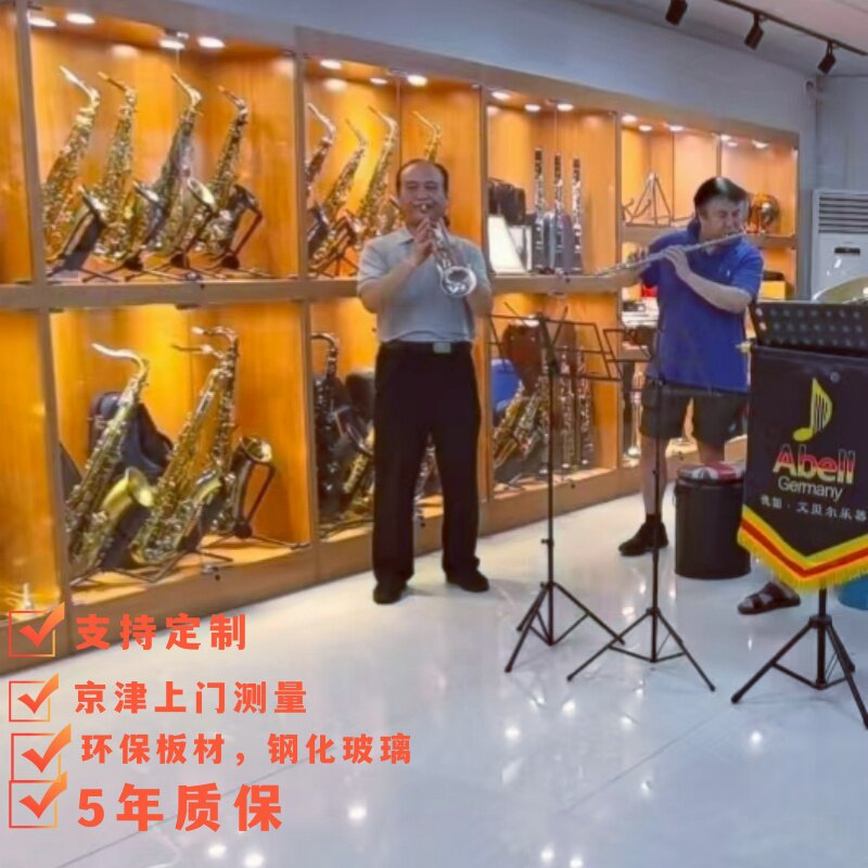 木制乐器柜萨克斯二胡圆号大号展示柜奥尔夫陈列柜展架配件柜定制