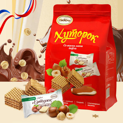 俄罗斯进口榛子威化巧克力夹心