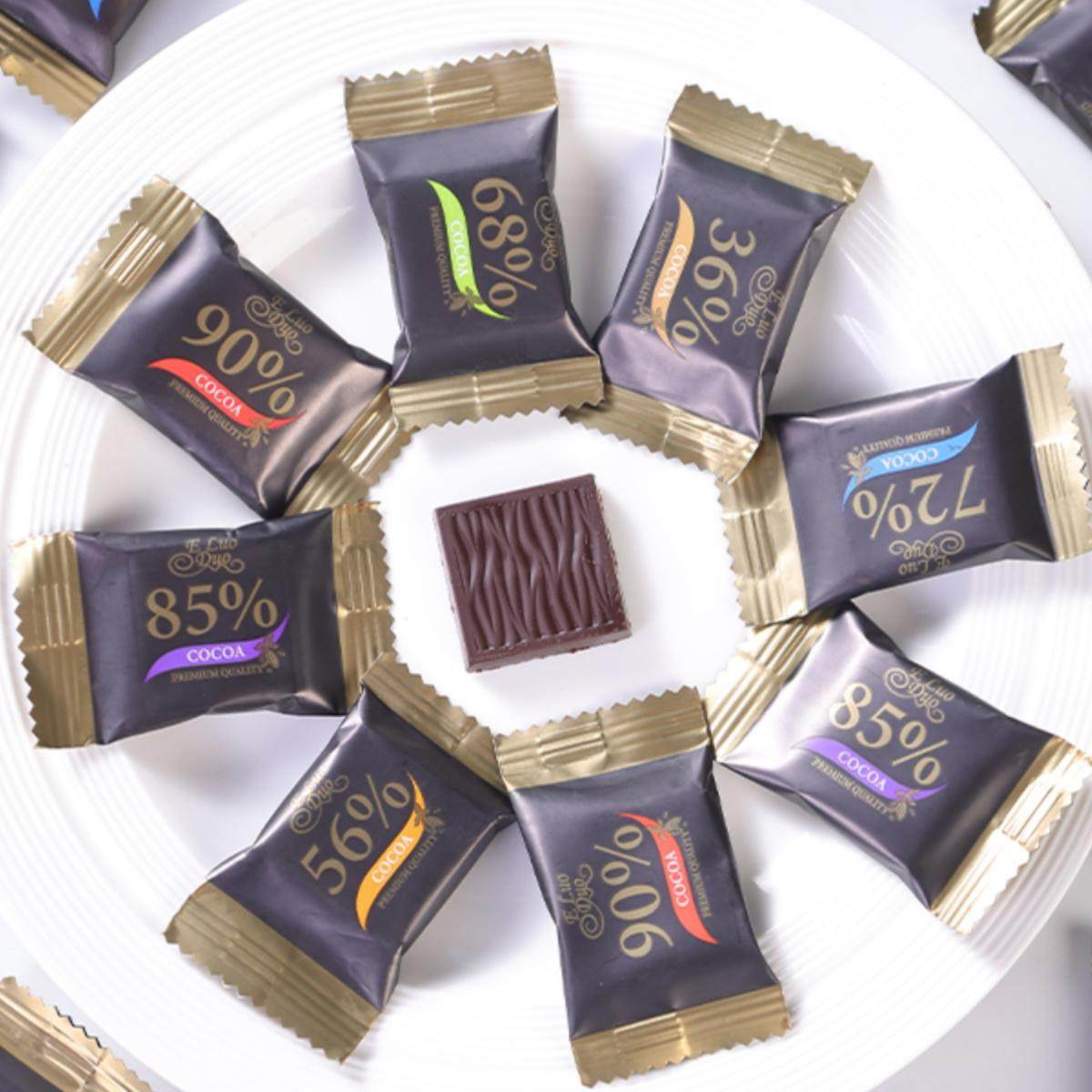 俄罗斯原装进口纯可可脂黑巧克力独立包装85%袋装代餐零食品200克