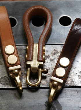 真皮厚手工美鞍革牛皮钥匙扣汽车钥匙扣钥匙挂件送礼男女美式复古