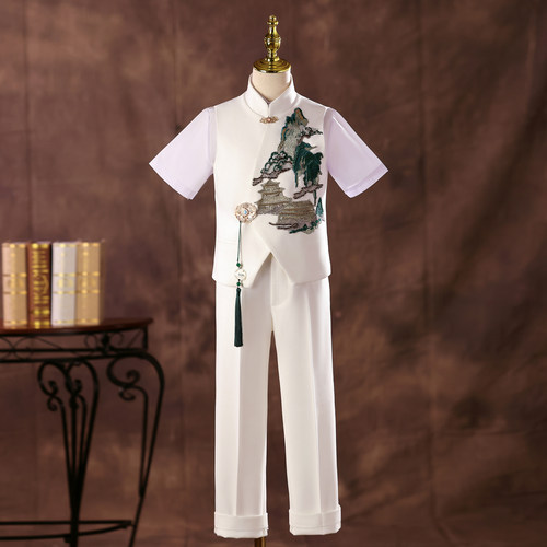 男童国风主持人朗诵演出礼服