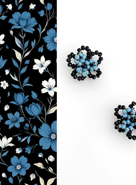 国风手作水晶串珠撞色花朵耳环复古文艺清冷感耳钉高级感气质耳饰