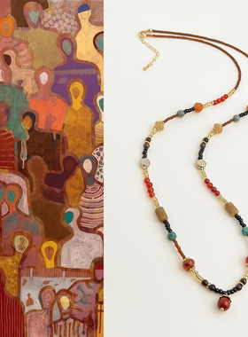 国风手作复古天然红玛瑙撞色毛衣链复古民族风新中式高级感项链女