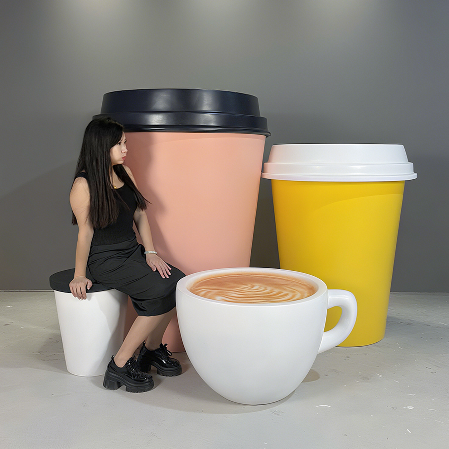 仿真咖啡杯奶茶杯模型雕塑摆件