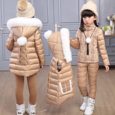 3 trẻ em quần áo cotton mùa đông 4 bé gái 6 bé gái 8 trẻ em 10 bộ đồ cotton ba mảnh 12 tuổi 11 quần jean bé trai