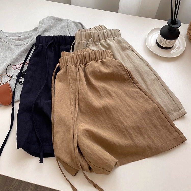 柠波家。莱赛尔天丝亚麻短裤女夏季宽松休闲薄款透气高腰阔腿热裤,女装/女士精品,休闲裤,淘宝优惠券,粉丝福利购,淘宝优惠卷