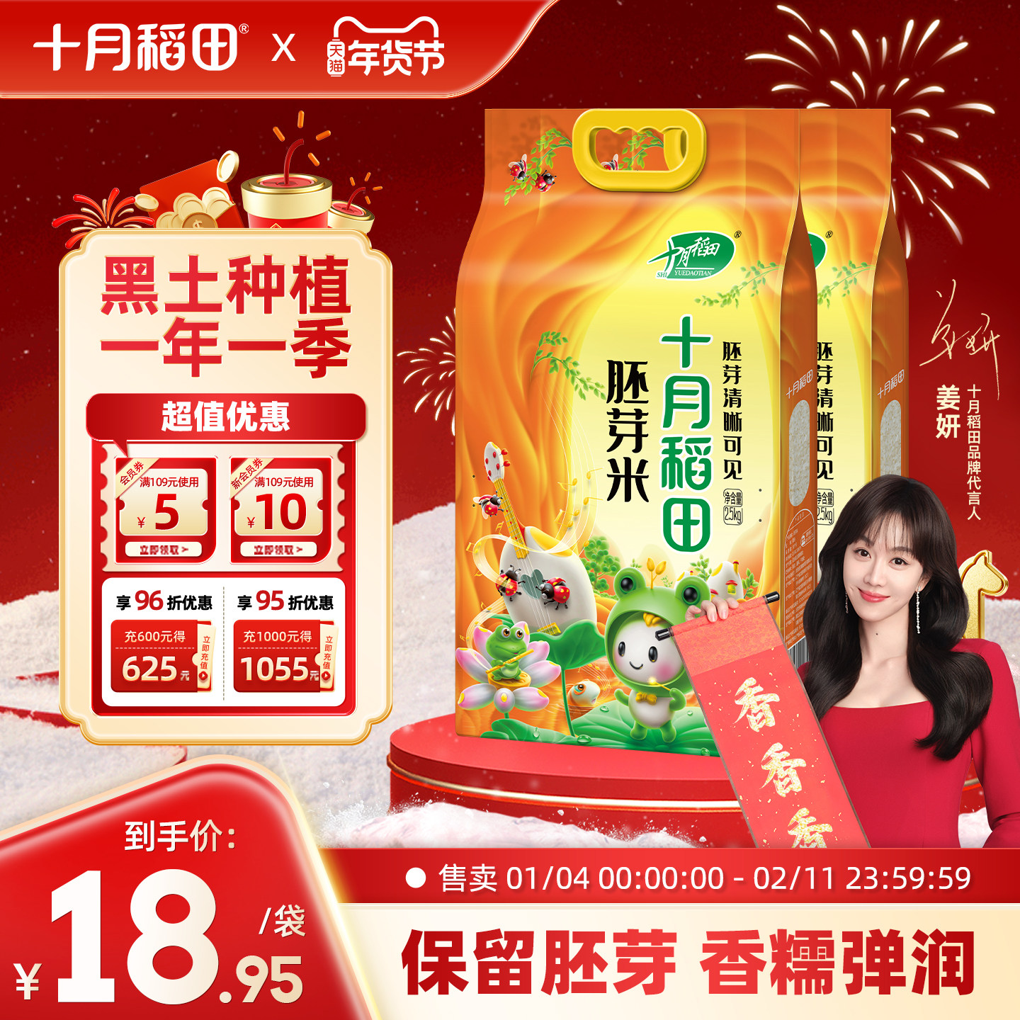 25年新米十月稻田东北大米胚芽米2.5kgx2真空包装香粳米10斤官方,粮油调味/速食/干货/烘焙,胚芽米,淘宝优惠券,粉丝福利购,淘宝优惠卷