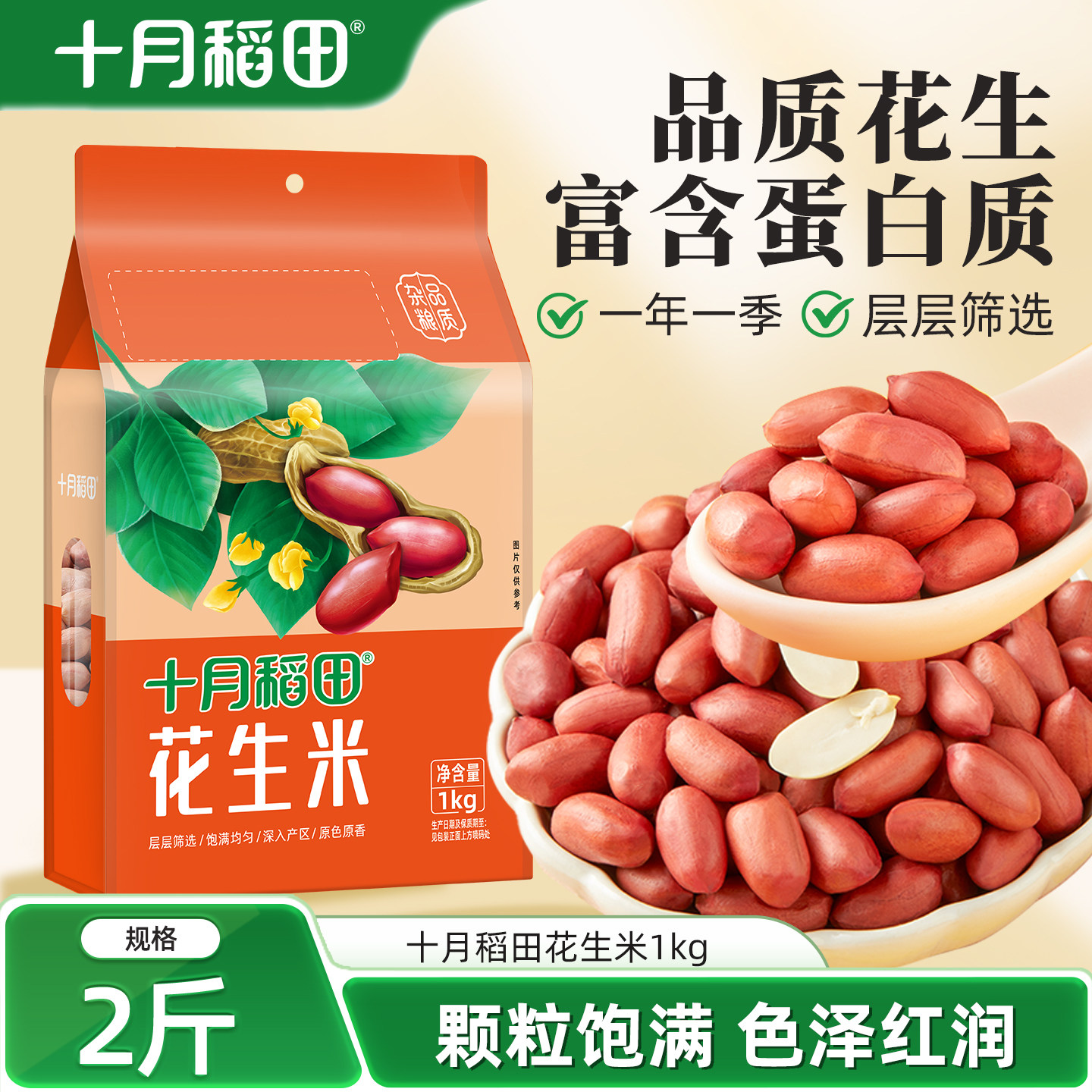 十月稻田花生米1kg红皮花生图片