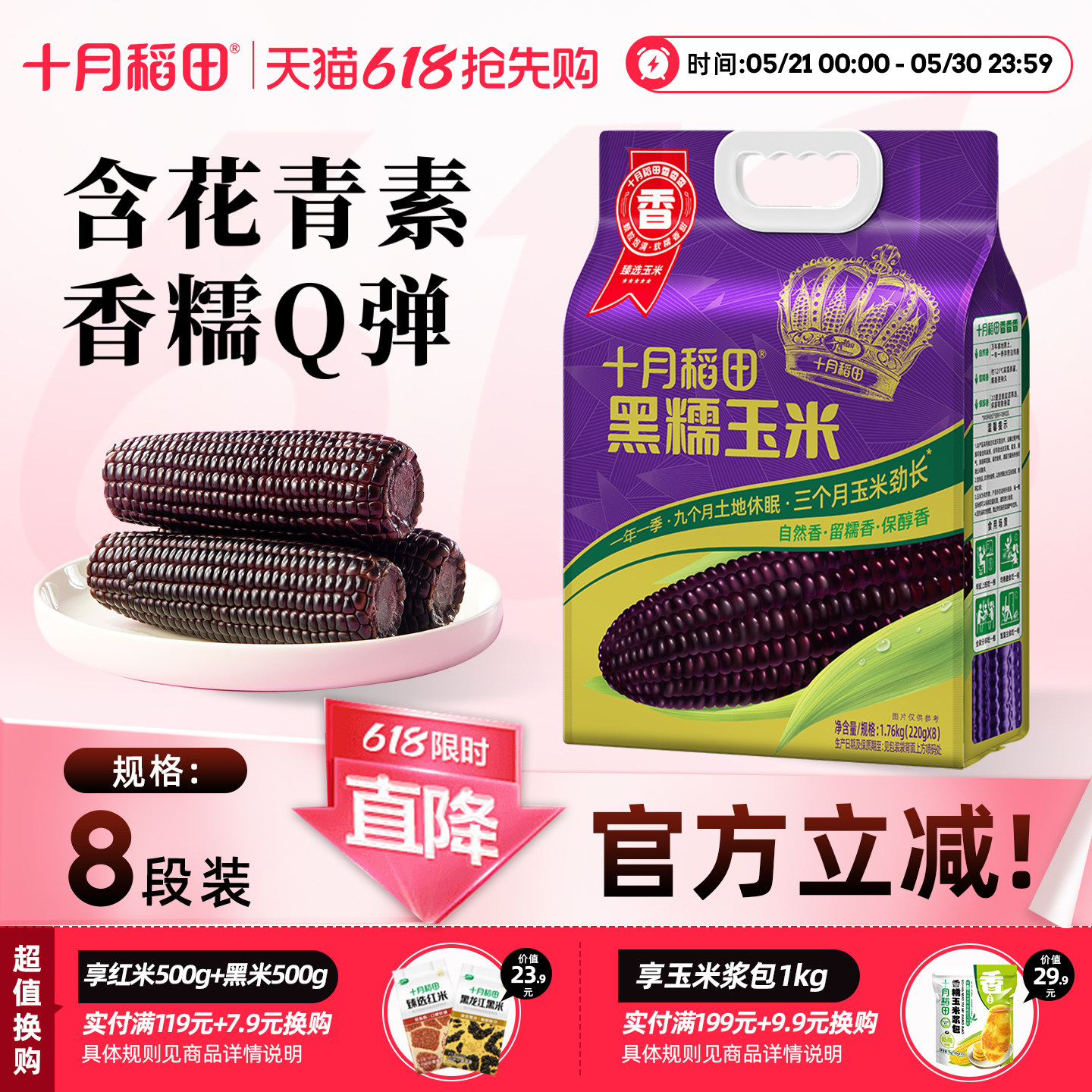 十月稻田黑玉米正宗东北黑色软糯花青素真空新鲜食品早餐主食官方