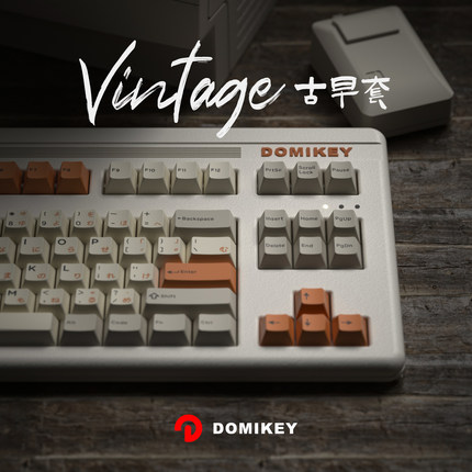 键帽馆domikey古早套vintage二 三色日文灰白客制化原厂高度键帽