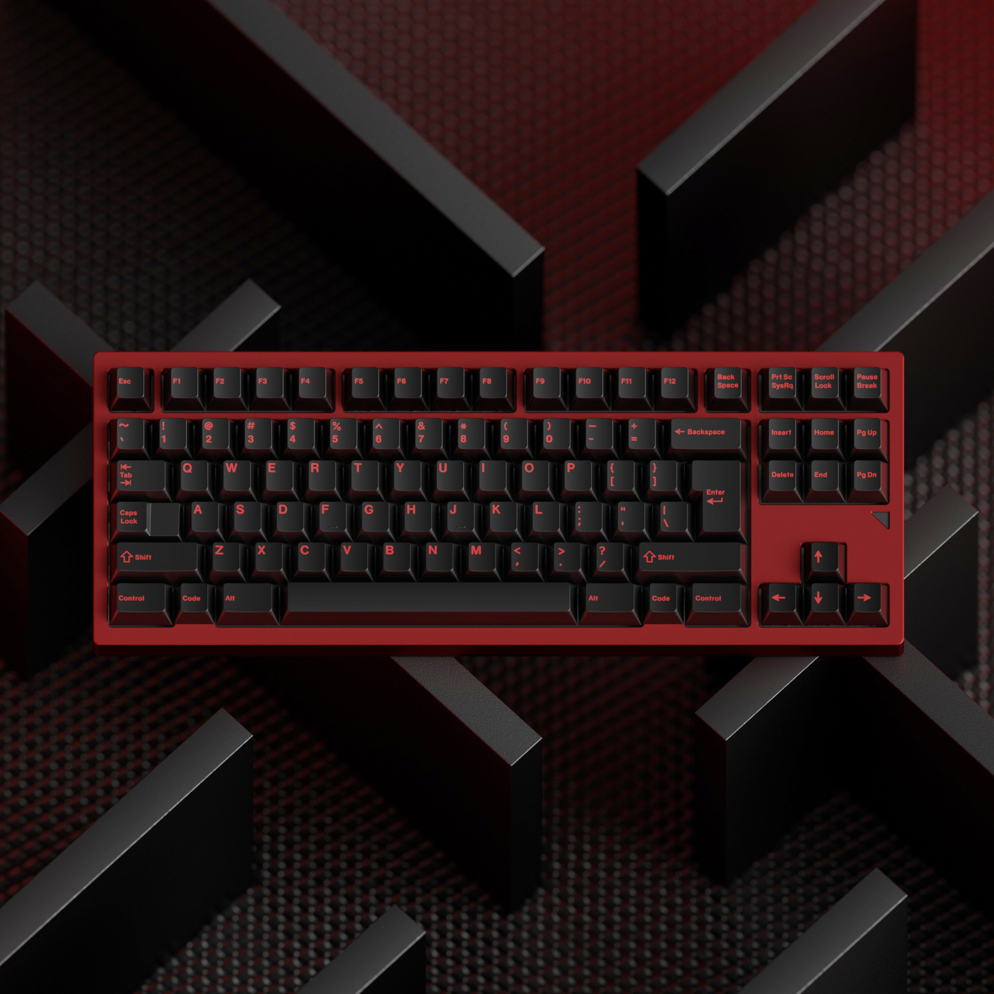 JKDKeys 黑红英文PBT热升华原厂61 64 68 75 87 104大全套键帽