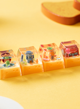 KEYMOJI海绵宝宝菠萝屋比基尼海滩主题机械键盘帽3D树脂个性键帽