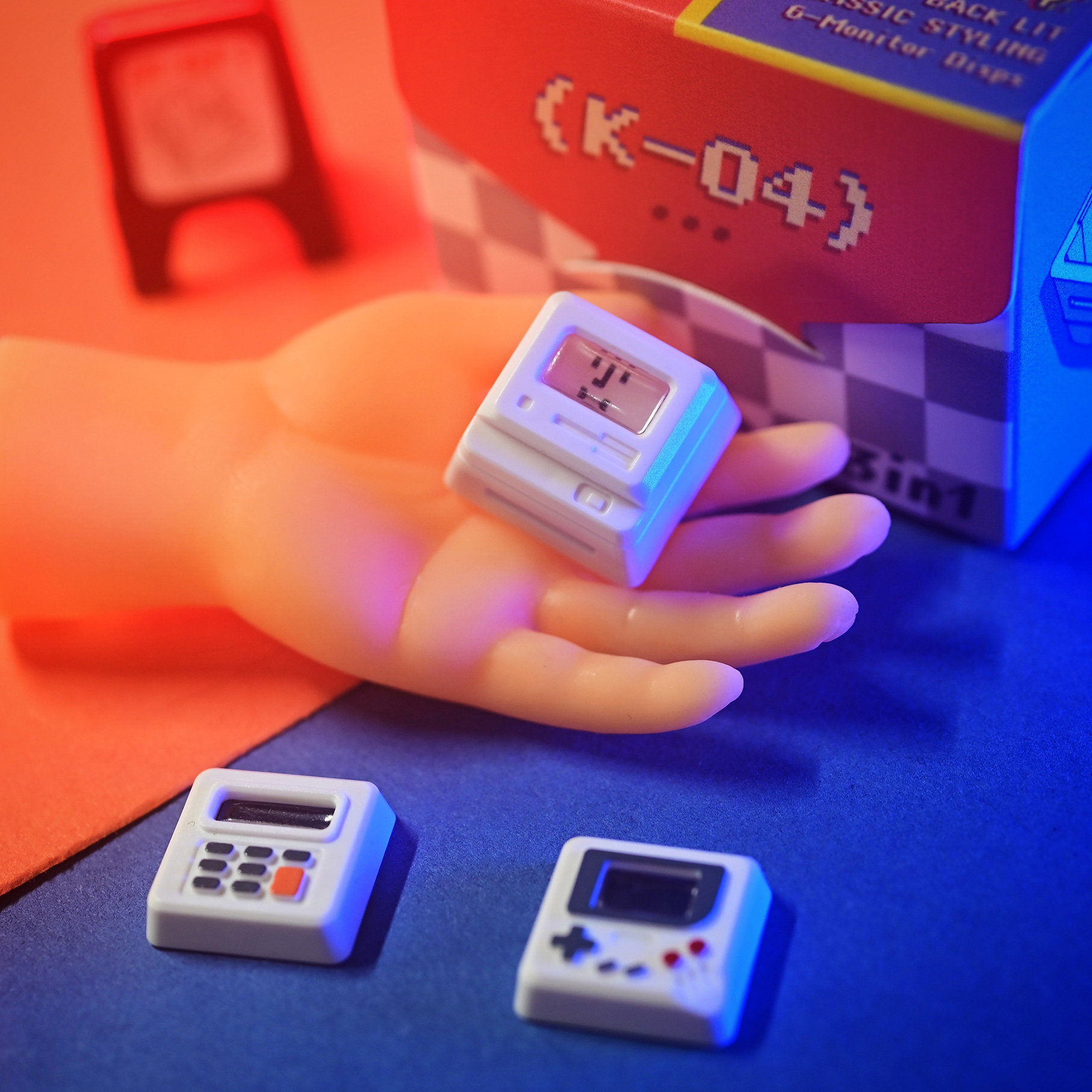 K-04个性创意 MAC苹果麦金塔复古 可拆卸小霸王 透光键帽机械键盘