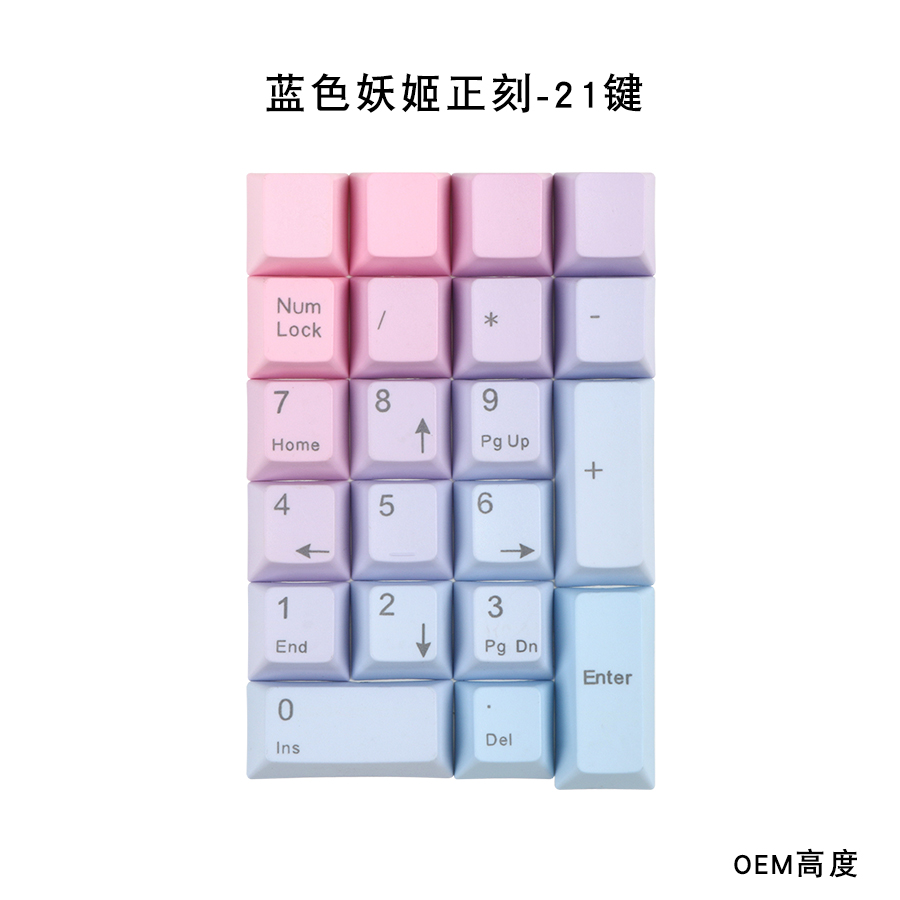 键帽馆PBT17 21键小键盘数字区黑彩虹妖姬灰白正刻侧刻dolch大碳