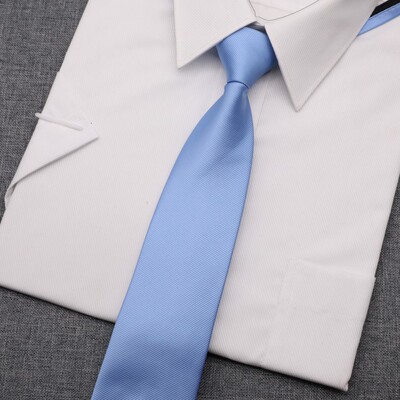 浅蓝色领带男商务正装8CM天蓝