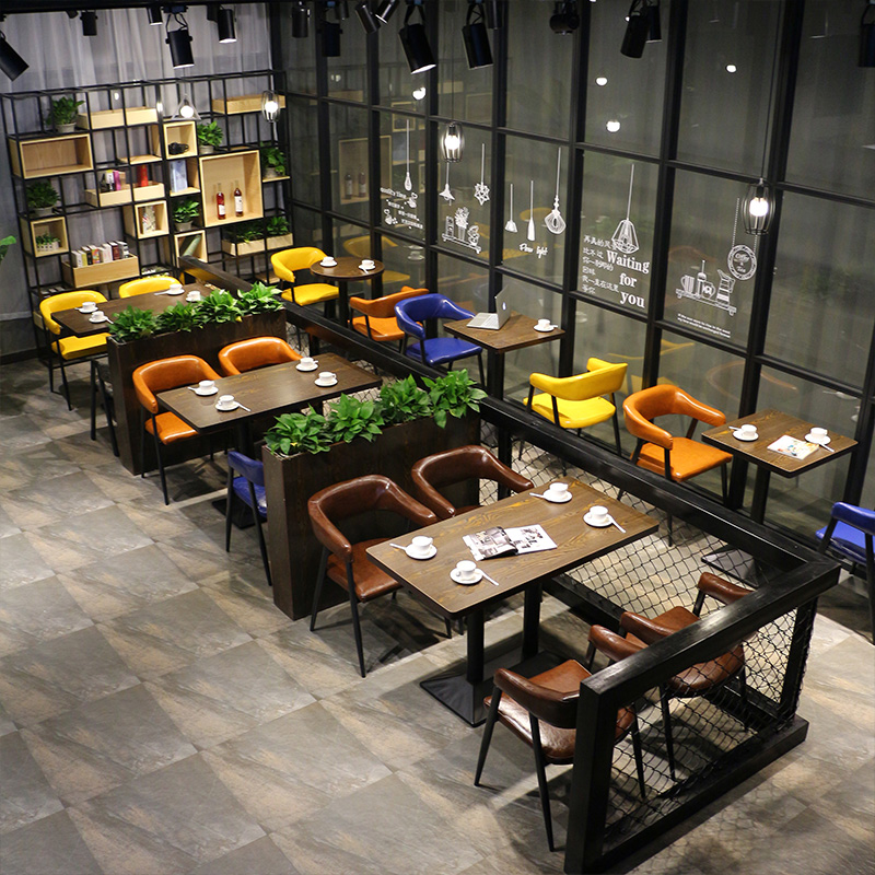 小吃店桌椅 餐馆饭店桌椅 铁艺工业风桌椅 酒吧咖啡厅餐桌椅组合