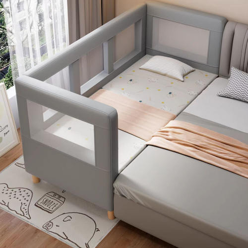 拼接床实木软包婴儿床加高护栏