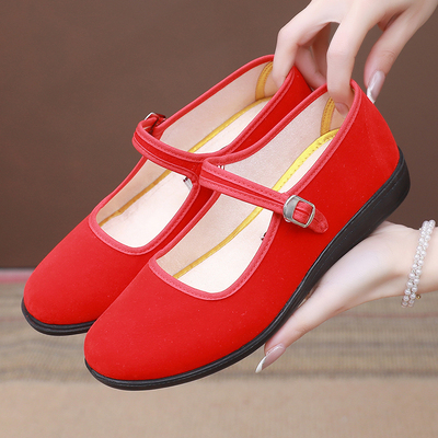 夏季老北京布鞋女软底防滑平绒