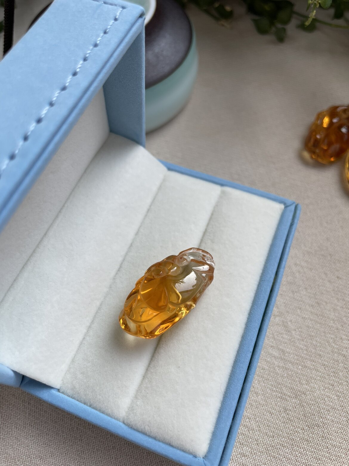 꾸준히 상승 중입니다. 천연 브라질 오렌지 시트린 조각 펜던트 목걸이