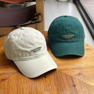 简约字母刺绣棒球帽子女纯棉软顶大头鸭舌帽墨绿色情侣遮阳帽男潮