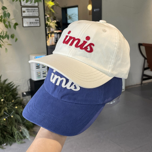 显脸小高品质纯棉学院风鸭舌帽男 情侣款 新款 字母红色棒球帽女四季