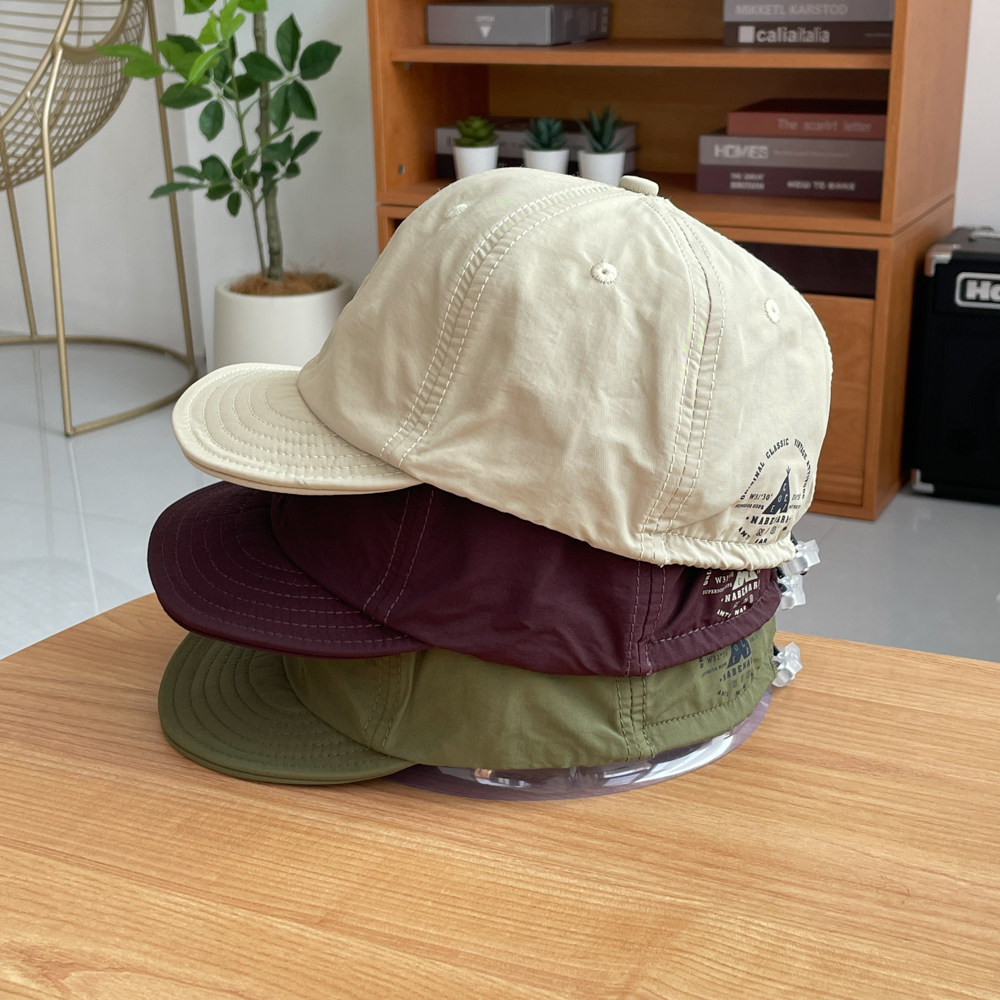 日系软短帽檐印花全封鸭舌帽子女户外速干棉薄款遮阳软顶棒球帽男