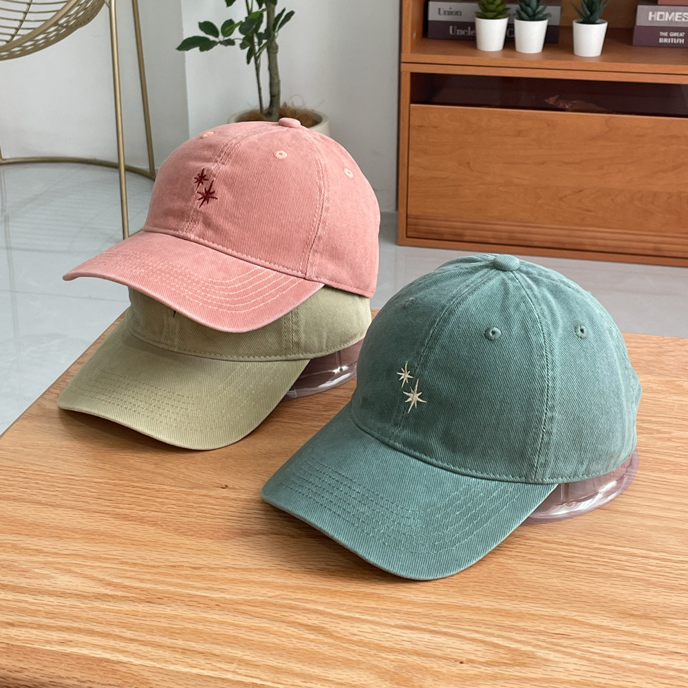 树叶刺绣磨毛宽檐显脸小棒球帽潮