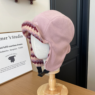 双面可戴抓绒雷锋帽子男女情侣款秋冬季保暖护耳骑行防风包头帽男