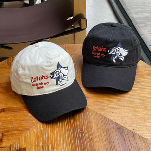 金泰亨同款韩版狗狗刺绣棒球帽子女户外休闲百搭软顶显脸小鸭舌帽