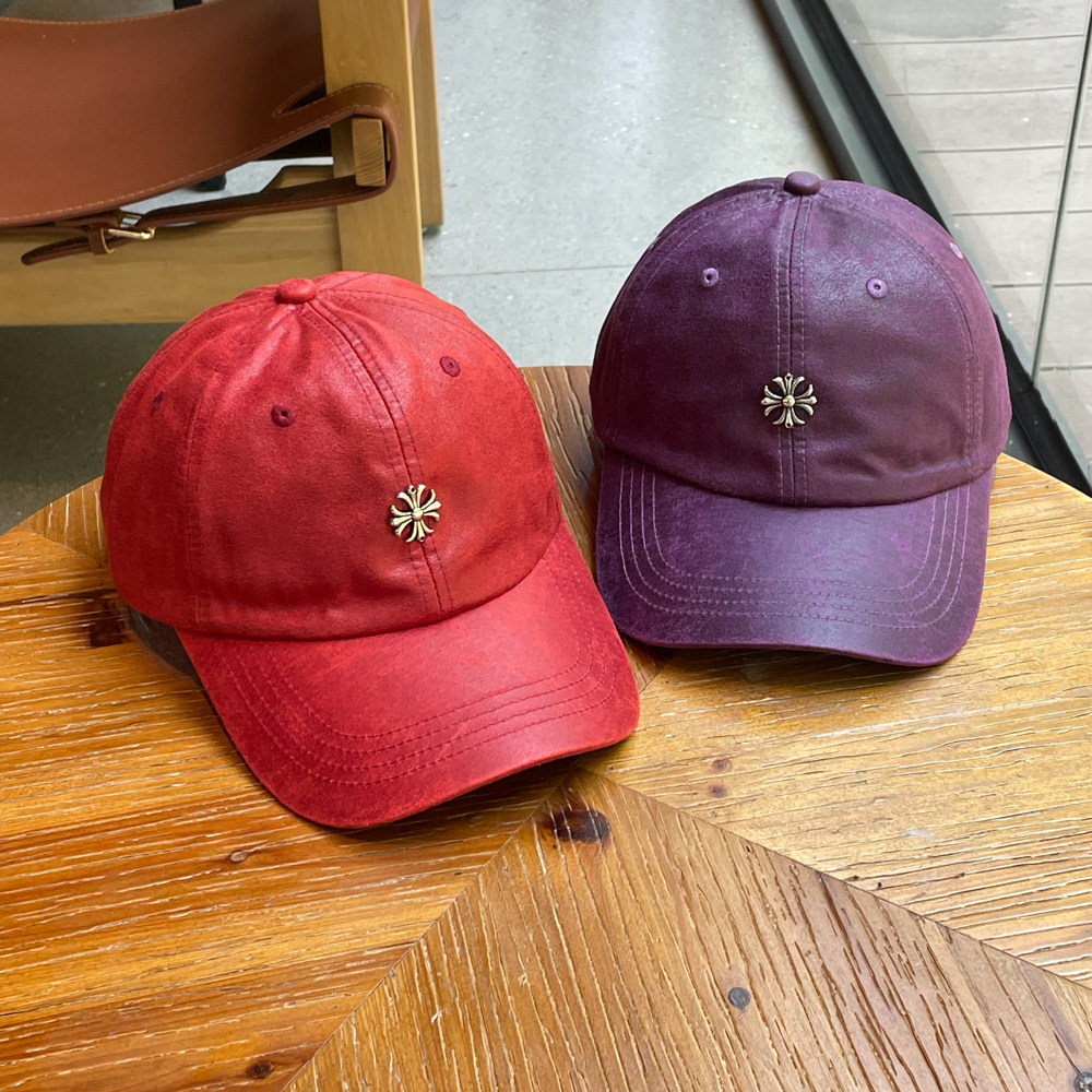 仿皮黑色复古鸭舌帽子女遮阳帽子户外休闲软顶人造革紫色棒球帽男
